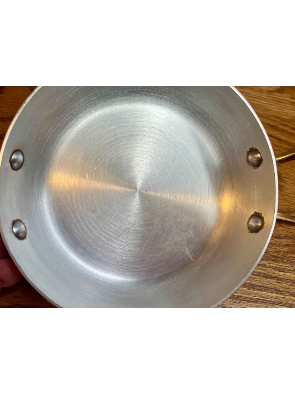 Vintage Copper Mini Saute Pan /Mini Au Gratin Pan (5 5/8" diameter) With 2 Bras - Picture 7 of 14